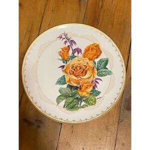 The Edward Marshall Boehm Roses of Excellence Collection Brandy Plate 1983 VTG